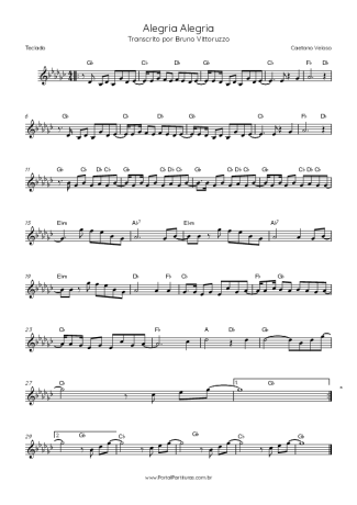 Caetano Veloso Alegria, Alegria score for Keyboard