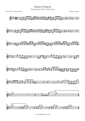 Caetano Veloso Alegria, Alegria score for Tenor Saxophone Soprano (Bb)