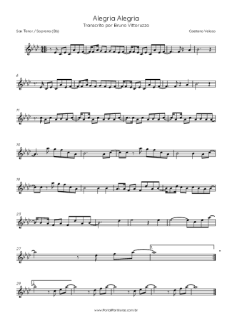 Caetano Veloso  score for Tenor Saxophone Soprano (Bb)