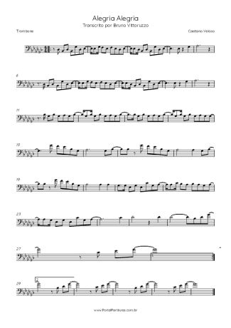 Caetano Veloso Alegria, Alegria score for Trombone