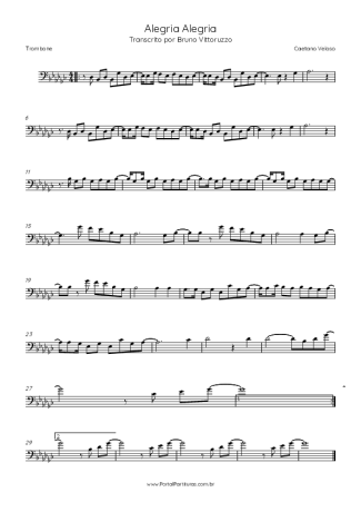 Caetano Veloso Alegria, Alegria score for Trombone