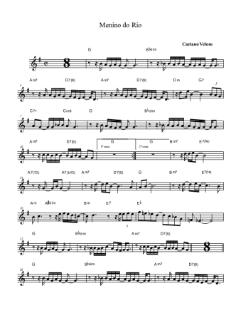 Caetano Veloso Menino do Rio score for Tenor Saxophone Soprano (Bb)