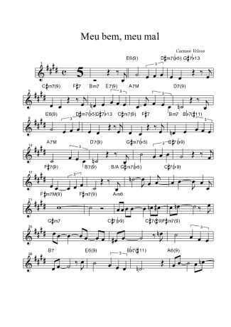 Caetano Veloso Meu Bem, Meu Mau score for Tenor Saxophone Soprano (Bb)