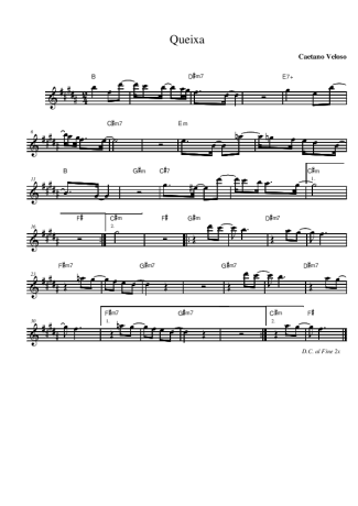 Caetano Veloso Queixa score for Alto Saxophone
