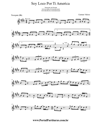 Caetano Veloso Soy Loco Por Ti America score for Trumpet
