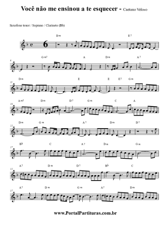 Caetano Veloso Você Não Me Ensinou A Te Esquecer score for Clarinet (Bb)