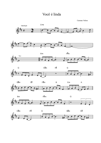 Caetano Veloso Você é Linda score for Saxofone Tenor Soprano Clarinete (Bb)