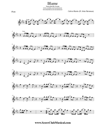 Calvin Harris Blame (ft. John Newman) score for Flute