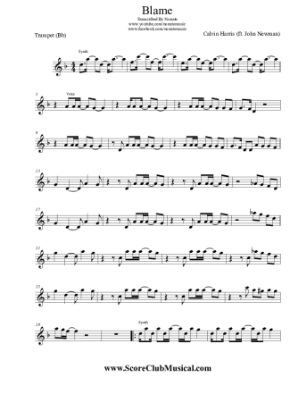 Calvin Harris Blame (ft. John Newman) score for Trumpet