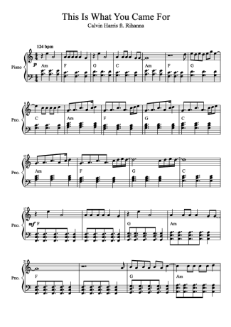 Calvin Harris Feat. Rihanna This Is What You Came For (V2) score for Piano