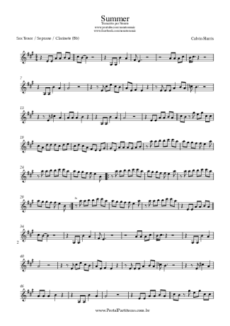 Calvin Harris  score for Clarinet (Bb)