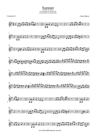 Calvin Harris  score for Clarinet (C)