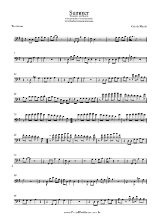 Calvin Harris Summer score for Trombone