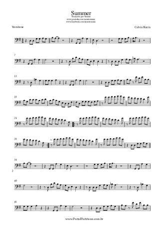 Calvin Harris Summer score for Trombone
