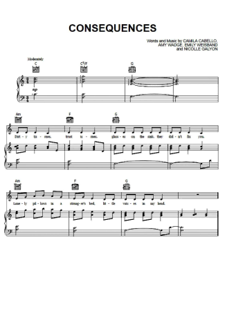 Camila Cabello Consequences score for Piano
