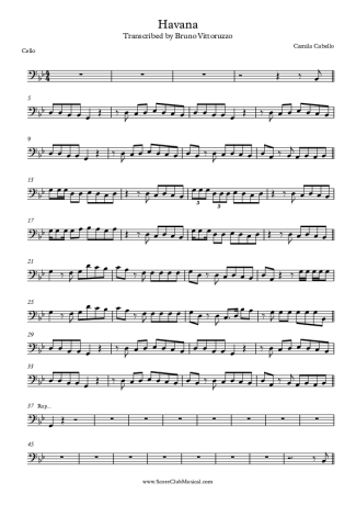 Camila Cabello Havana score for Cello