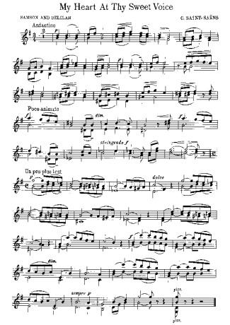 Camille Saint-Saens My Heart at Thy Sweet Voice score for Violin