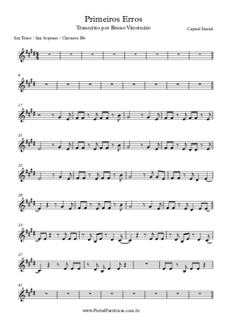 Capital Inicial Primeiros Erros score for Tenor Saxophone Soprano (Bb)