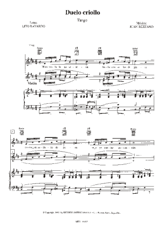 Carlos Gardel Duelo Criollo score for Piano