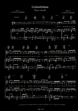 Carlos Gardel Golondrinas score for Piano