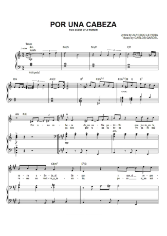 Carlos Gardel Por Una Cabeza score for Piano