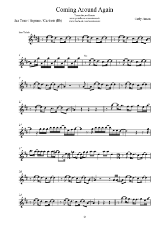 Carly Simon Coming Around Again score for Clarinet (Bb)