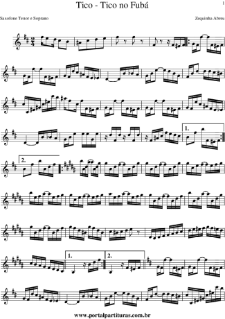 Carmen Miranda Tico-Tico no Fubá score for Tenor Saxophone Soprano (Bb)
