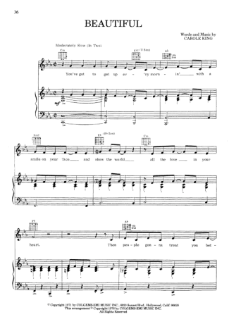 Carole King Beautiful score for Piano