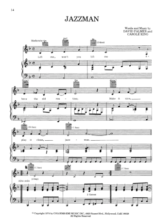 Carole King Jazzman score for Piano