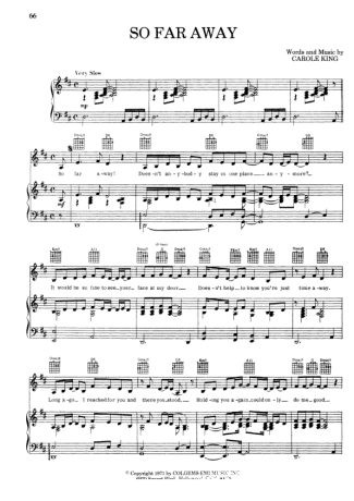 Carole King So Far Away score for Piano