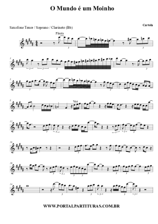 Cartola O Mundo É Um Moinho score for Clarinet (Bb)