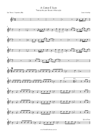 Casa Worship A Casa É Sua score for Tenor Saxophone Soprano (Bb)