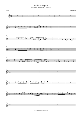 Cássia Eller Malandragem score for Flute