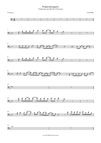 Cássia Eller Malandragem score for Trombone