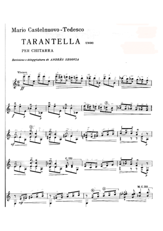 Castelnuovo-Tedesco Tarantela score for Acoustic Guitar
