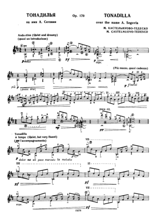 Castelnuovo-Tedesco Tonadilla score for Acoustic Guitar