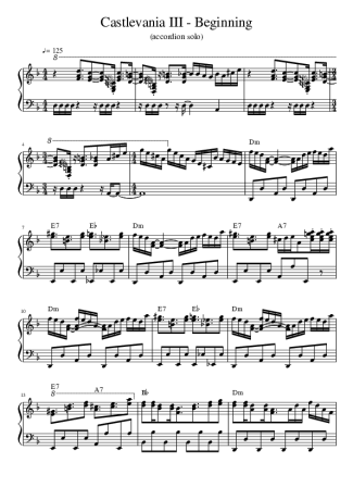 Castlevania Beginning (Castlevania III) score for Piano