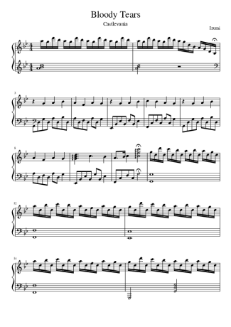 Castlevania Bloody Tears score for Piano