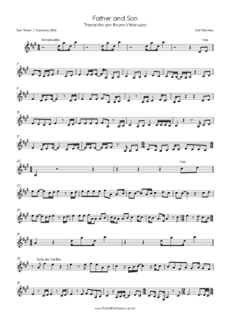 Cat Stevens Father And Son score for Tenor Saxophone Soprano (Bb)