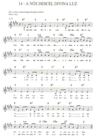 Catholic Church Music (Músicas Católicas) A Nós Descei Divina Luz score for Keyboard