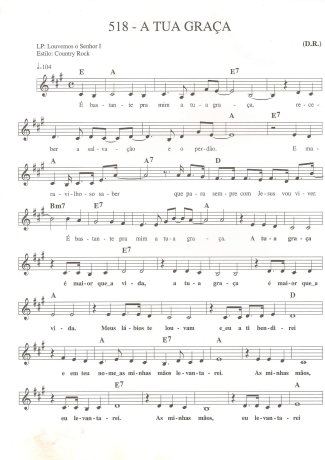 Catholic Church Music (Músicas Católicas) A Tua Graça score for Keyboard