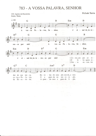 Catholic Church Music (Músicas Católicas) A Vossa Palavra Senhor score for Keyboard