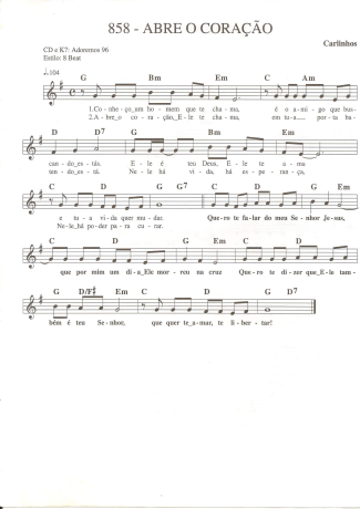 Catholic Church Music (Músicas Católicas) Abre o Coração score for Keyboard