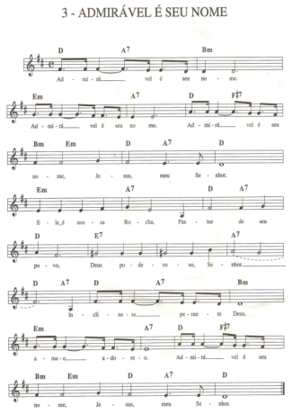 Catholic Church Music (Músicas Católicas) Admirável é Seu Nome score for Keyboard