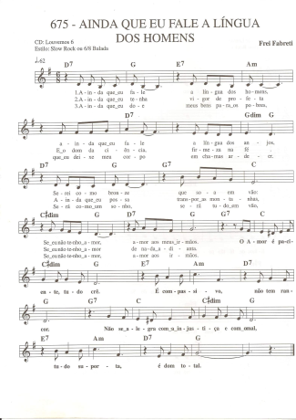 Catholic Church Music (Músicas Católicas) Ainda Que Eu Fale a Língua dos Homens score for Keyboard