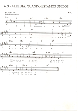 Catholic Church Music (Músicas Católicas) Aleluia Quando Estamos Unidos score for Keyboard