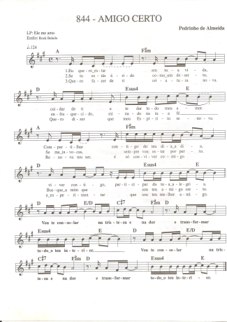 Catholic Church Music (Músicas Católicas) Amigo Certo score for Keyboard