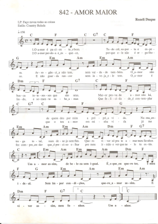 Catholic Church Music (Músicas Católicas) Amor Maior score for Keyboard
