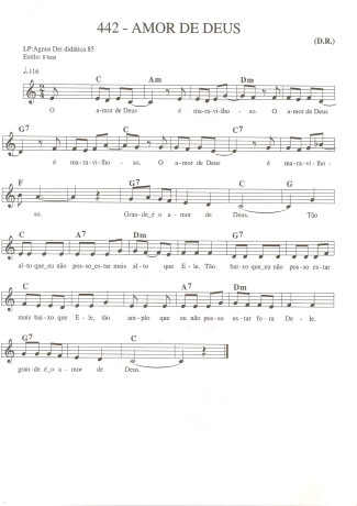 Catholic Church Music (Músicas Católicas) Amor de Deus score for Keyboard