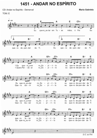 Catholic Church Music (Músicas Católicas) Andar No Espírito score for Keyboard